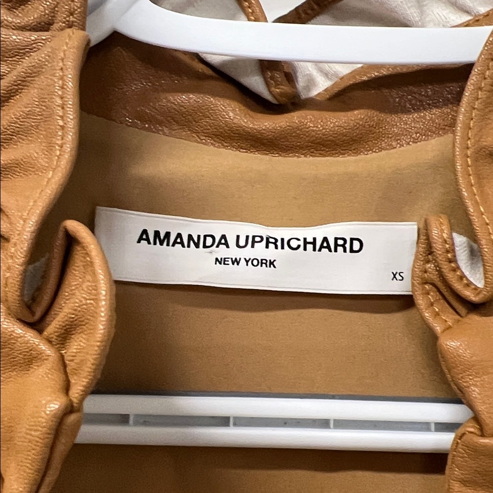 Amanda Uprichard, Connolly Dress, Camel Colored Faux Leather, Size XS - Picture 2 of 12